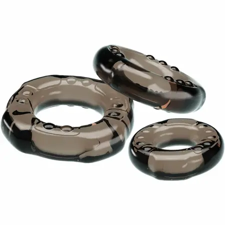 Baile Yvonne Set of 3 Flexible Black Rings - TPR, Multiple Sizes