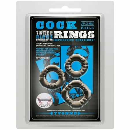 Baile Yvonne Set of 3 Flexible Black Rings - TPR, Multiple Sizes