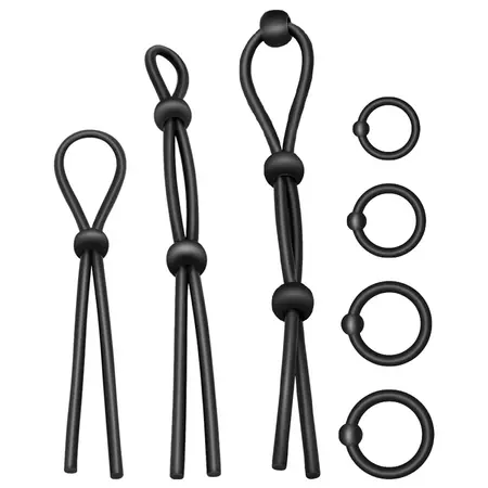 Addicted Toys Fleksibilni Silikonski Prsten Set 7 kom - Univerzalno Prijanjanje, Crni