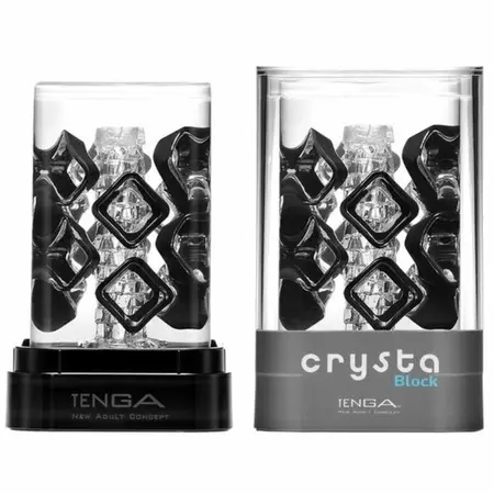 Tenga Crysta Block Intimate Device - Transparent Modular System, 57×57×90mm