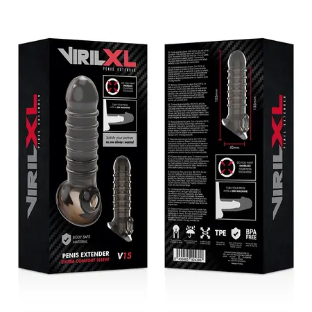 VirilXL V15 Intimni Produžetak Crni 13.5cm Podesivi TPE
