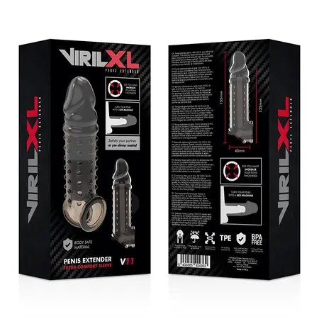 VirilXL V11 Intimni Produžetak Crni, Podesivi TPE Sistem