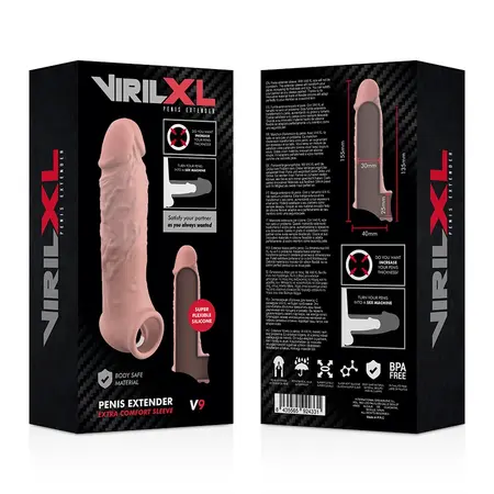 VirilXL Liquid Silicone V9 Anatomical Extension Sleeve 13.5cm Natural