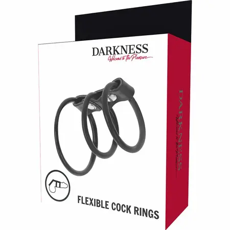 Darkness Set od 3 Fleksibilna Prstena - Podesiva TPR Intimna Podrška