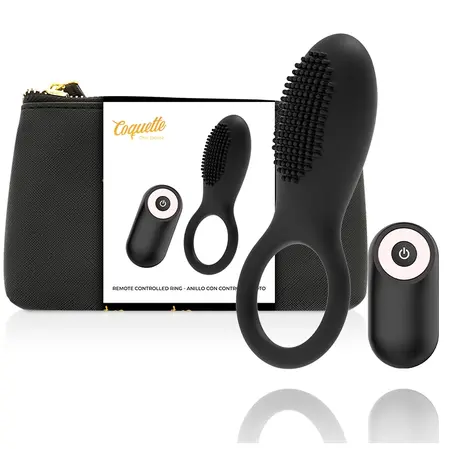 Coquette Chic Desire Crni/Zlatni Vibrirajući Prsten sa Daljinskim Punjivi