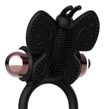 Coquette Chic Desire Crni/Zlatni Leptir Prsten sa Vibrirajućim Sistemom 82mm