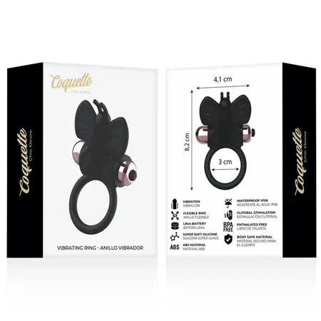 Coquette Chic Desire Crni/Zlatni Leptir Prsten sa Vibrirajućim Sistemom 82mm
