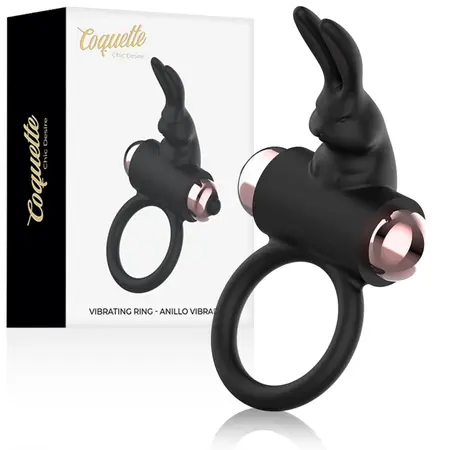 Coquette Chic Desire Prsten sa Vibracijom Crni/Zlatni - IPX6 Silikon, 82x41mm