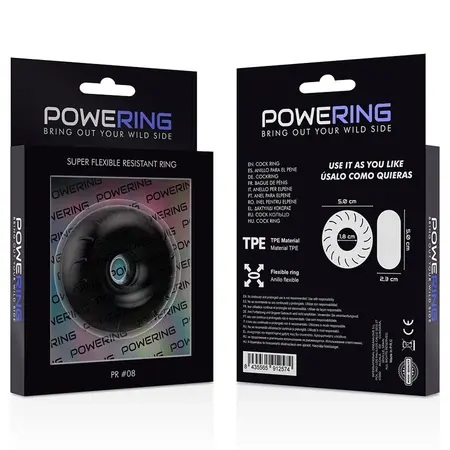 Powering PR08 Flexible Performance Ring Black 5cm Hypoallergenic TPE
