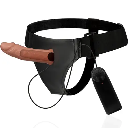 Attraction Harness Benny Hollow Intimate Device with Vibrator 15 cm Beige