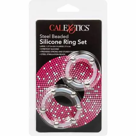 CalExotics Silikonski Prsten Set sa Čeličnim Kuglicama L i XL - Izdržljivi Sistem