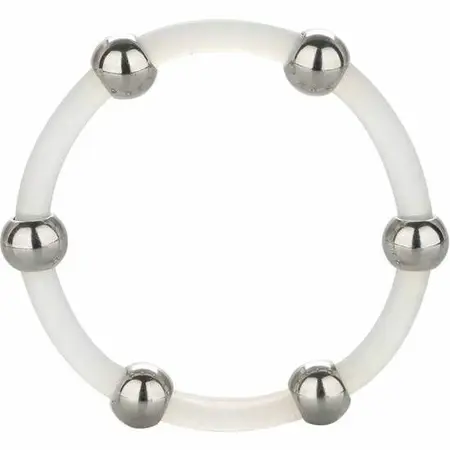 CalExotics Silikonski Performans Prsten sa Čeličnim Kuglicama XL, 5 cm, Crni