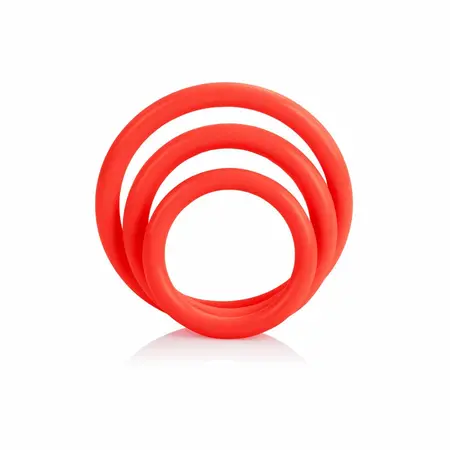 CalExotics Tri-Rings Set Crveni - Silikonski anatomski prstenovi, 3 veličine