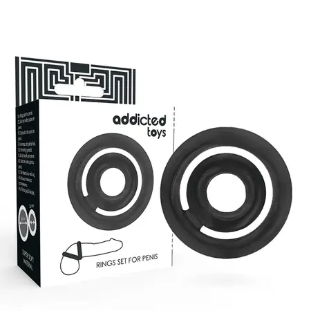 Addicted Toys Potenz Dual Silicone Support Ring Set Black 42/20mm