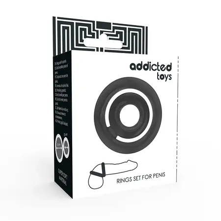 Addicted Toys Potenz Dual Silicone Support Ring Set Black 42/20mm