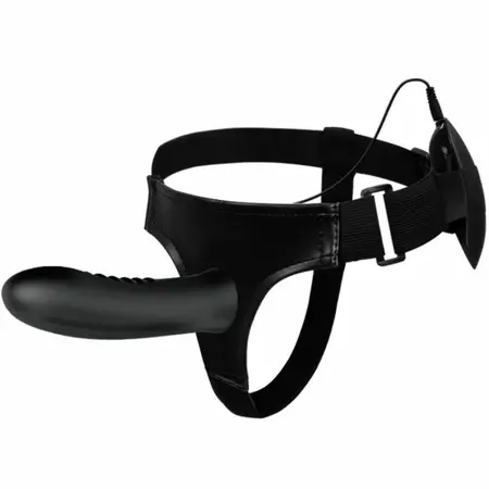 Pretty Love Myron Adjustable Hollow Vibrating Harness Silicone Black
