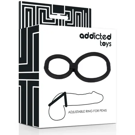 Addicted Toys Podesivi Dvostruki Silikonski Prstenovi Fleksibilni Crni 3.8/5.8cm