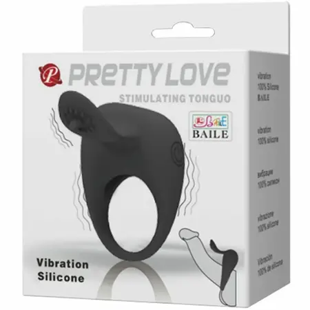 Pretty Love Vibrating Silicone Ring Flexible Design Black