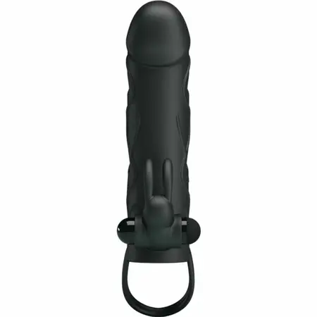 Pretty Love Silicone Extension Sleeve 14 cm Black with Vibration