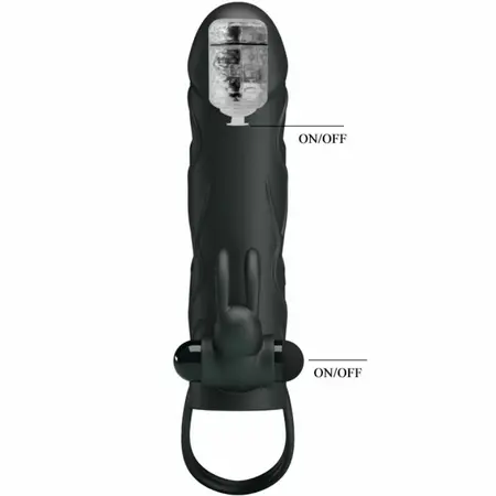Pretty Love Silicone Extension Sleeve 14 cm Black with Vibration