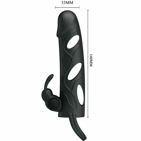 Pretty Love Silicone Extension Sleeve 14 cm Black with Vibration