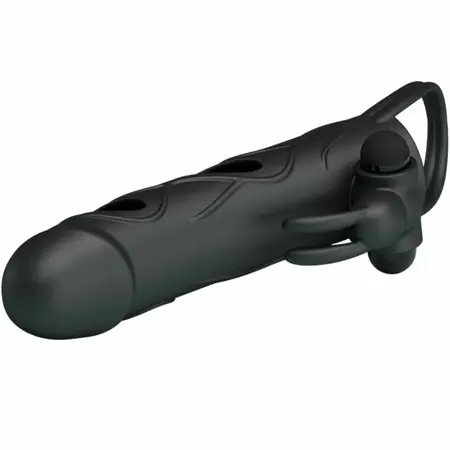 Pretty Love Silicone Extension Sleeve 14 cm Black with Vibration