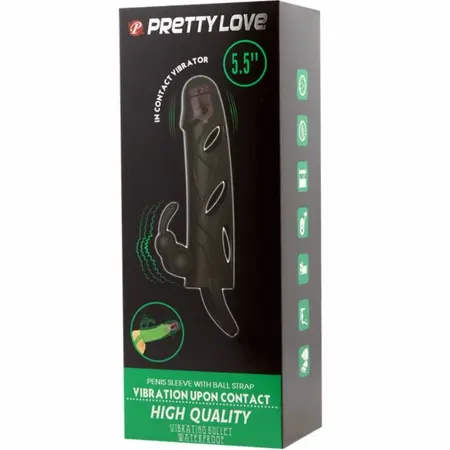 Pretty Love Silicone Extension Sleeve 14 cm Black with Vibration
