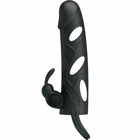 Pretty Love Silicone Extension Sleeve 14 cm Black with Vibration