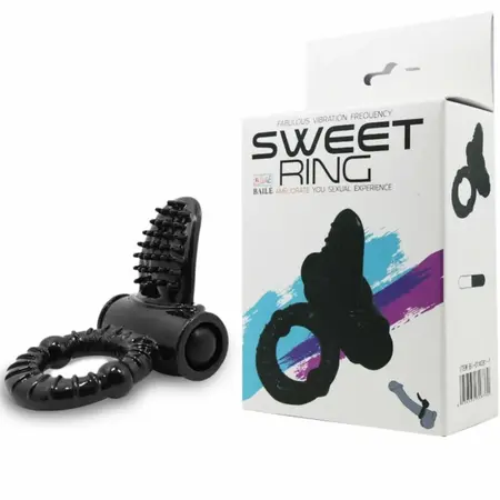 Baile Sweet Ring Crni - Vibrirajući Silikonski Intimni Prsten sa Zekić Elementom