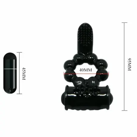 Baile Sweet Ring Dvostruka Stimulacija Silikonski Intimni Prsten Crni