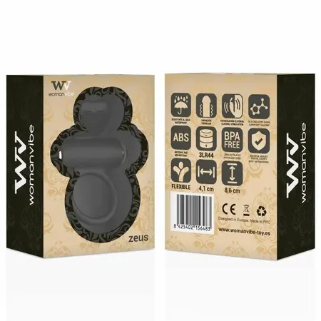 Womanvibe Zeus Silikonski Intimni Prsten - Ergonomski, 4.1x8.6 cm, Crna