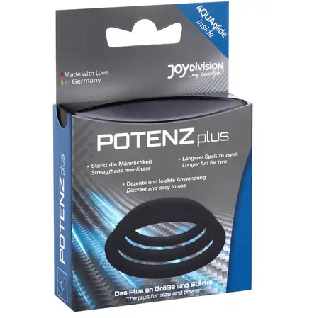 JOYDIVISION PotenzDuo Plus Set - 3 Crna Silikonska Potporna Prstena S/M/L