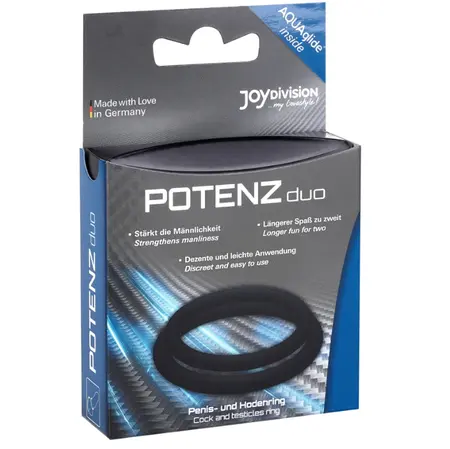 JOYDIVISION POTENZduo Crni Silikonski Prstenovi Veličina M - Medicinski Kvalitet