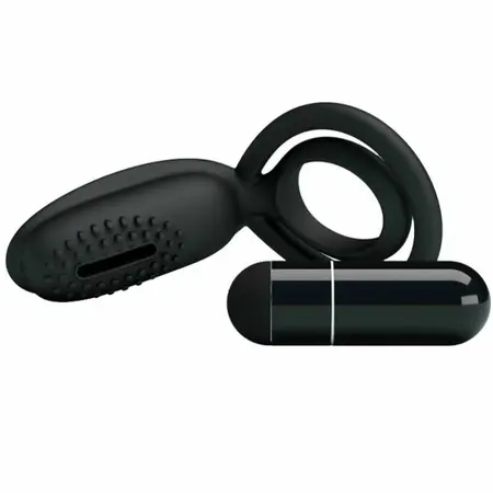Pretty Love Esther Intimate Silicone Ring with Vibrating Feature Black