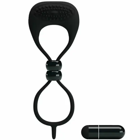 Pretty Love Double Silicone Ring Black - Dual Support System with Vibration