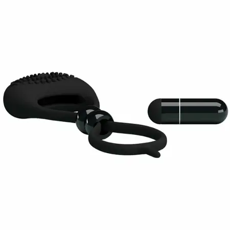 Pretty Love Double Silicone Ring Black - Dual Support System with Vibration