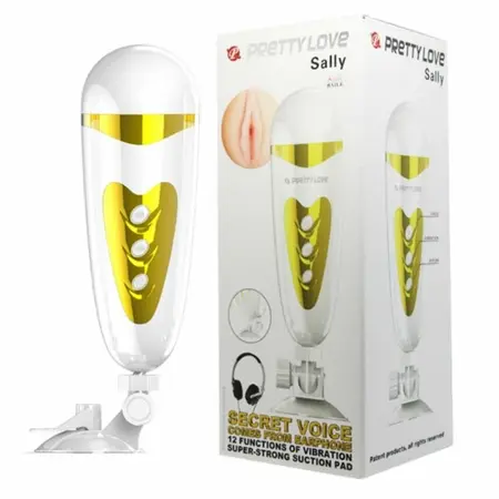Pretty Love Sally Male Device with Vibration, Sound & Suction Cup - USB Rechargeable