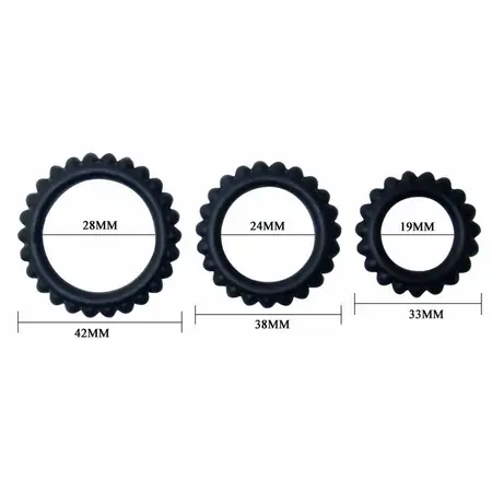 Baile Titan Set 3 Silikonska Potporna Prstena Crna 28/24/19 mm