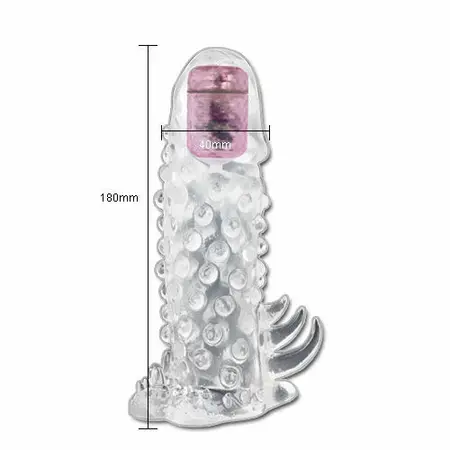 Baile Brave III Extension Sleeve with Vibrating Tip, 18cm, Transparent