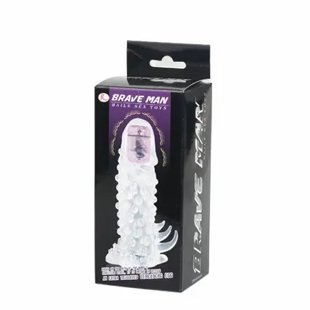 Baile Brave III Extension Sleeve with Vibrating Tip, 18cm, Transparent