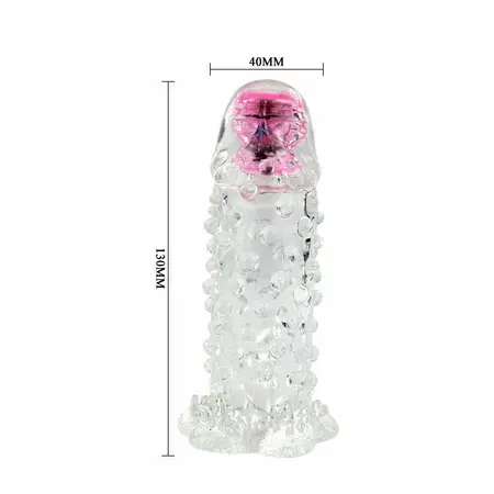 Baile Brave III Extension Sleeve with Vibrating Tip, 18cm, Transparent
