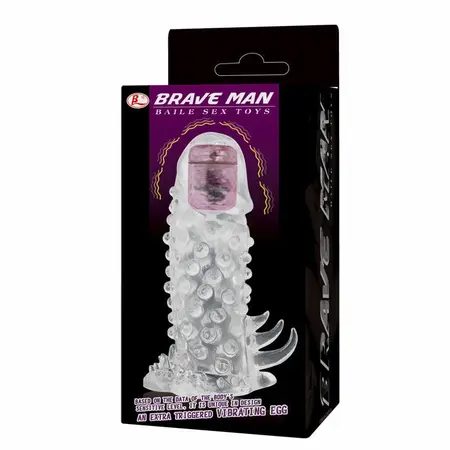 Baile Brave III Extension Sleeve with Vibrating Tip, 18cm, Transparent