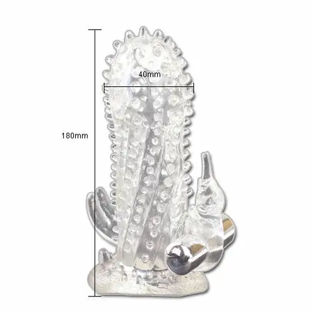 Baile Brave Man Rabbit Extension Sleeve with Vibrating Stimulator 18cm