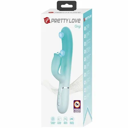 Pretty Love Gigi Aqua Green Dual-Action Intimate Device Silicone