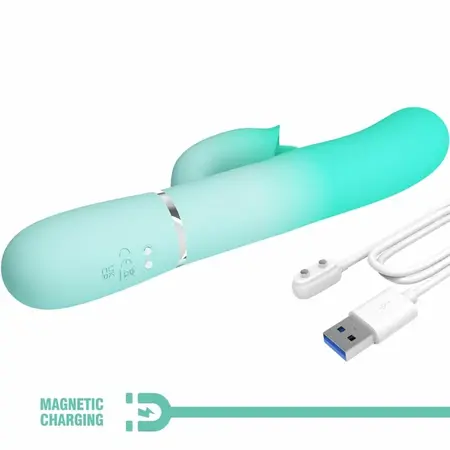 Pretty Love Gigi Aqua Green Dual-Action Intimate Device Silicone
