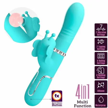 Pretty Love Butterfly Aqua Green 4-u-1 Multi-Funkcionalni Intimni Uređaj