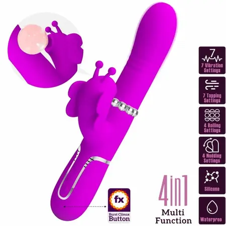 Pretty Love Butterfly 4-u-1 Multi-Funkcionalni Intimni Sistem Fuchsia