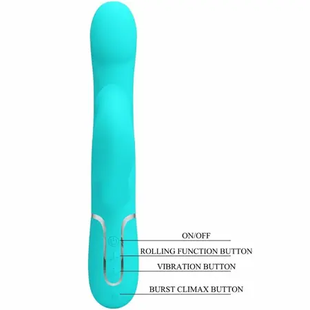 Pretty Love Rabbit Vibrator Pearls Aqua Green - Dual Motor & Beads Sistem