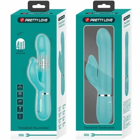 Pretty Love Rabbit Vibrator Pearls Aqua Green - Dual Motor & Beads Sistem