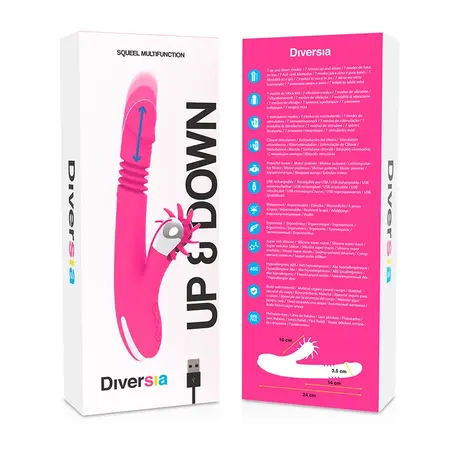 Diversia Bunny Up & Down 24 cm Intim Masina, USB, Silikon, Roza
